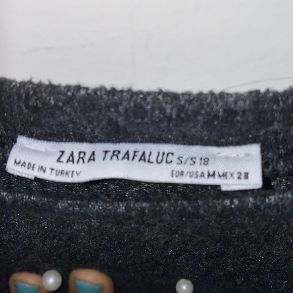 Zara charcoal grey pearl knit  sweater M - Picture 6 of 10